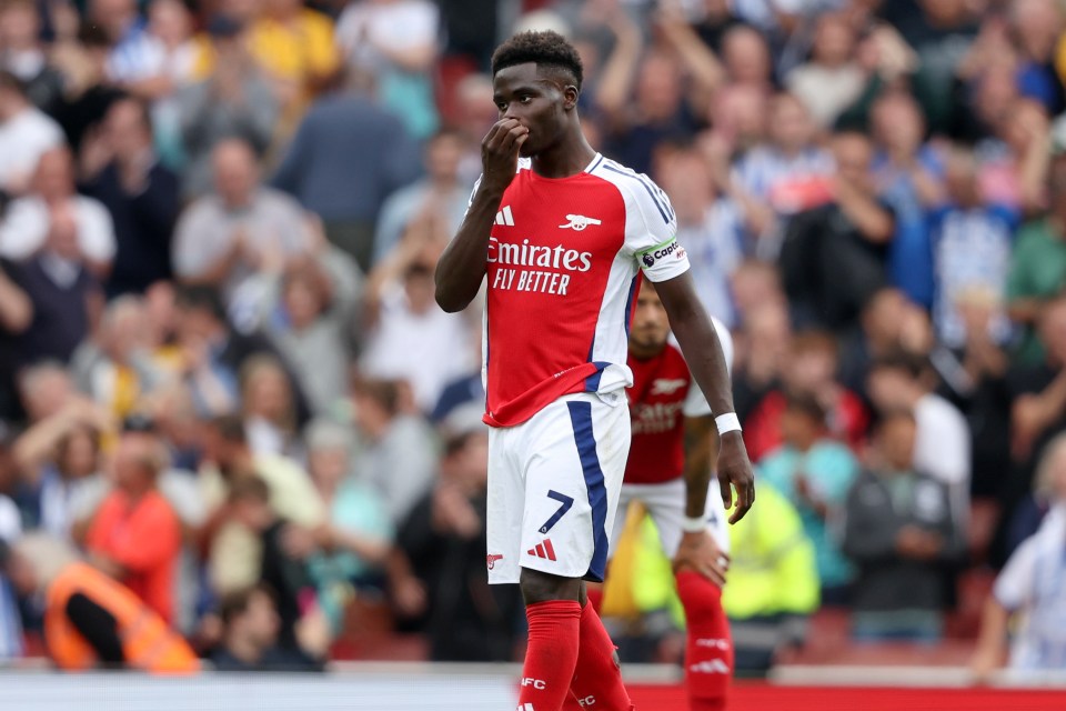 Bukayo Saka was one of three Arsenal stars to miss training on Friday