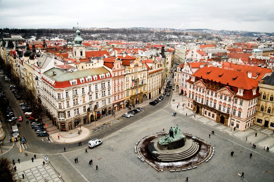 A birds-eye view of Prague’s main square city as locals beg for boozy tourists to leave