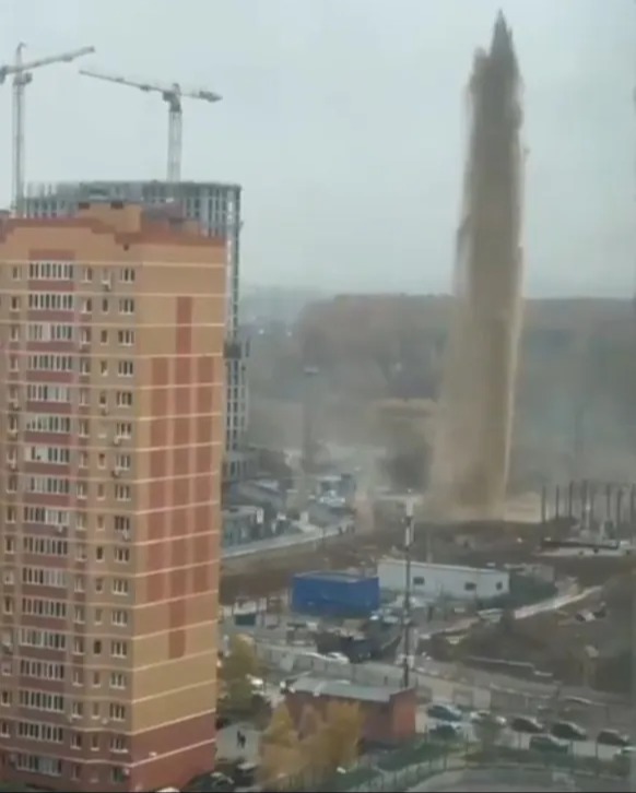 The sewage eruption reached 180ft high