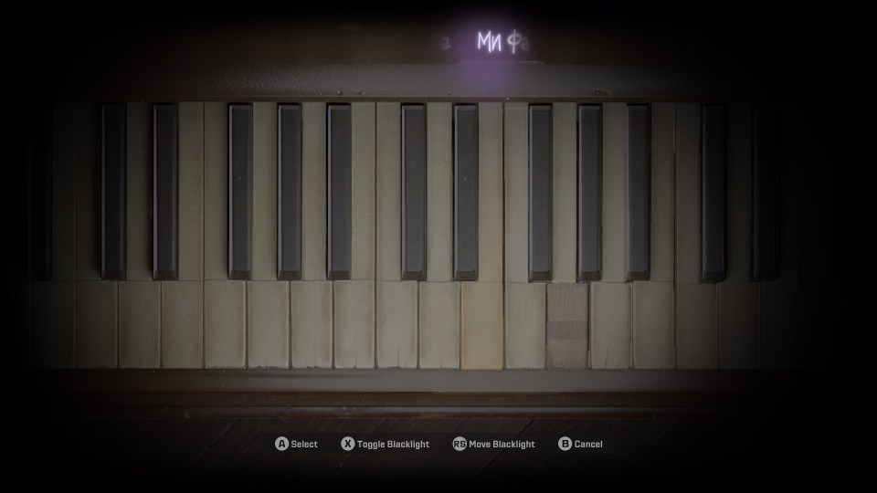 Once you have found all the notes written on the walls, you must play them in the correct sequence on the piano