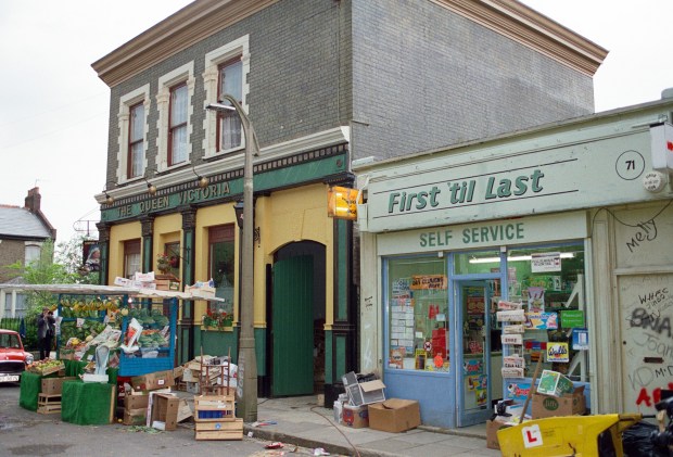 the queen victoria store has a sign that says first til last