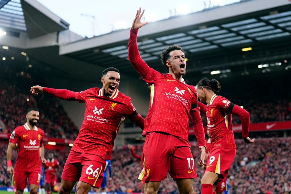 Curtis Jones celebrating his winner in a match full of VAR drama