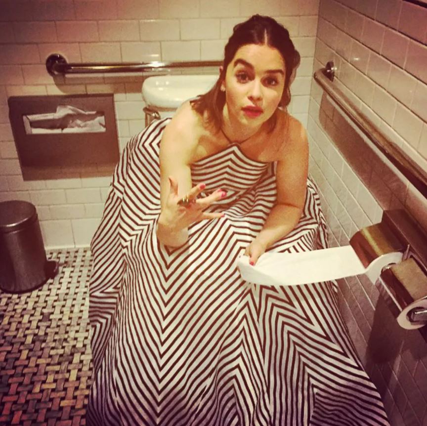 Emilia Clarke, pictured, shared a photo sitting on the toilet back in 2015