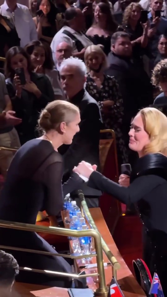 Adele broke down as she spotted Celine Dion in the audience at The Colosseum