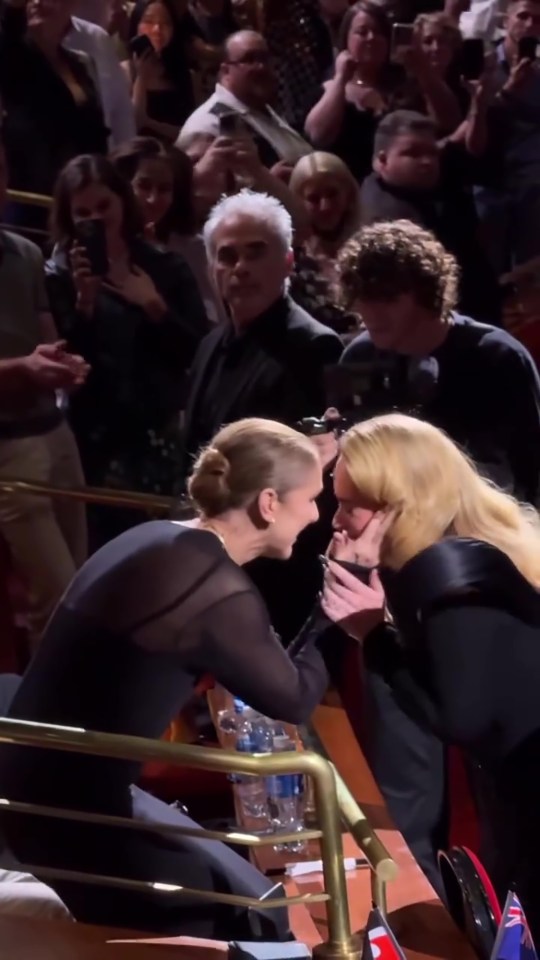 Celine held Adele's face as she sobbed