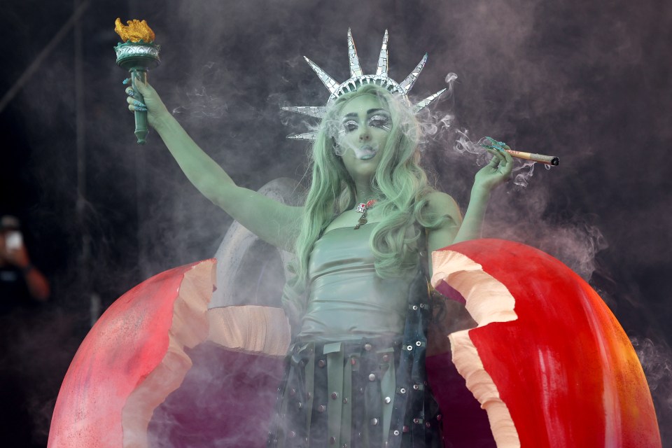 Chappell dressed as the Statue of Liberty at New York’s Governors Ball in June