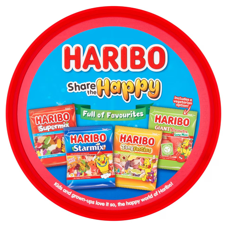 a red circle with haribo written on it