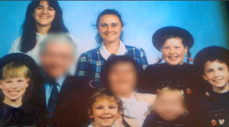 Eunice with biological daughter Judith (top left), adopted kids Charlotte (top right) and Caleb (centre) and her foster children Victoria, Alloma and Chris