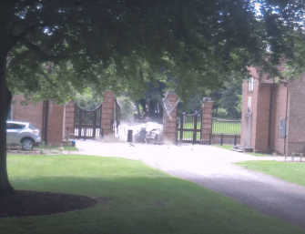 Footage shows Matthew Wootten smashing through the gate at Chequers