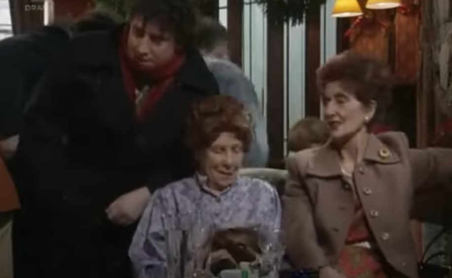 In 1992, Dot caught up with pals in The Queen Vic wearing the dress (right)