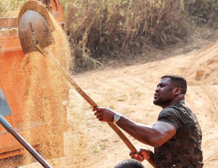 Ngannou used to work in the sand mines in Cameroon and often visits back