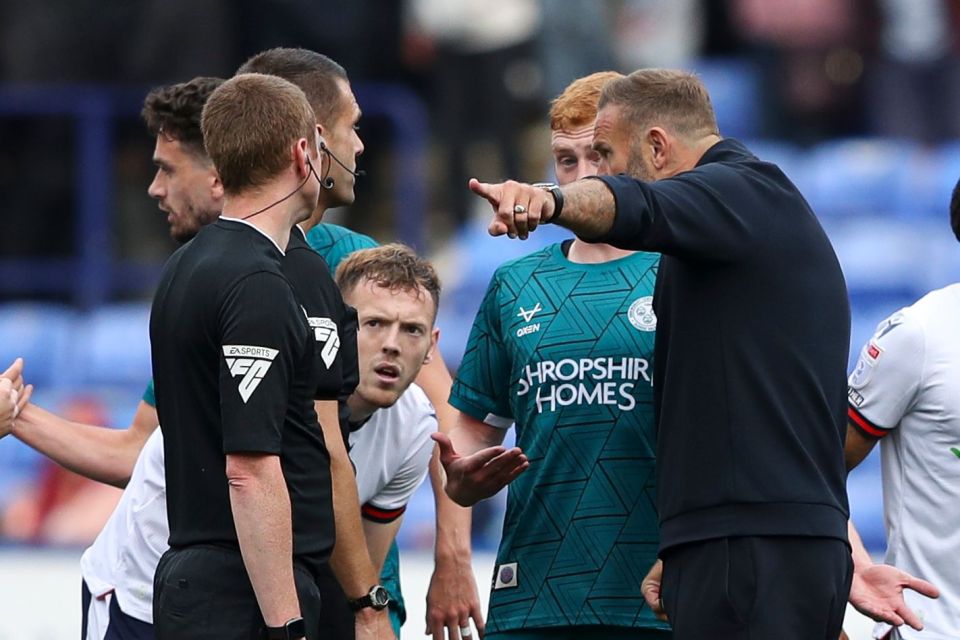 Bolton boss Ian Evatt angrily confronted the referee and an opposing player