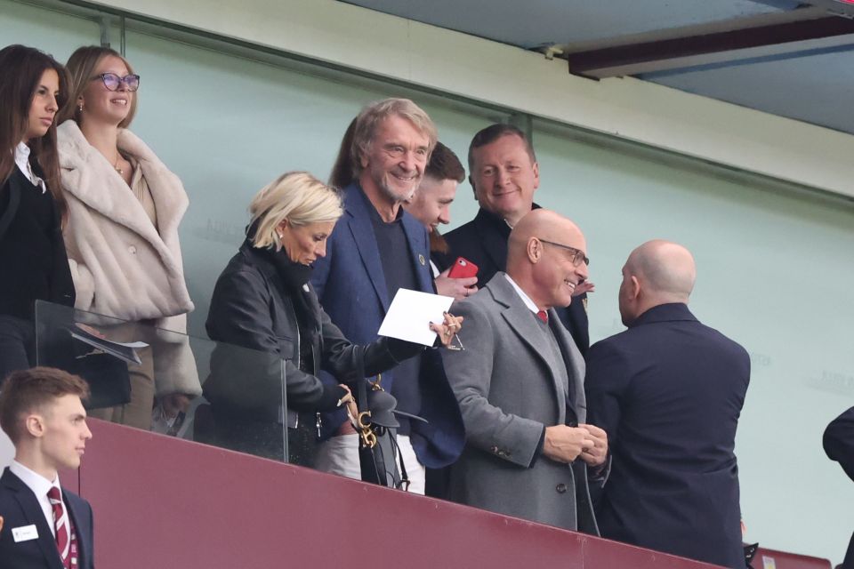 Sir Jim Ratcliffe has arrived at Villa Park ahead of the game