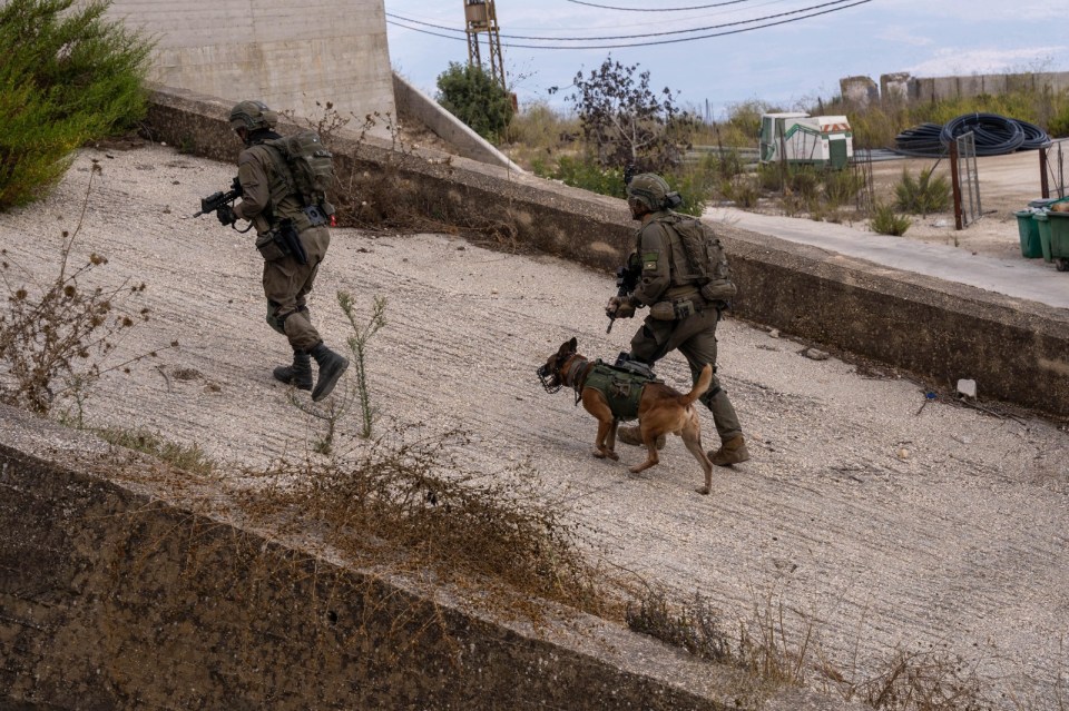 Israeli troops and a specialist inside Lebanon