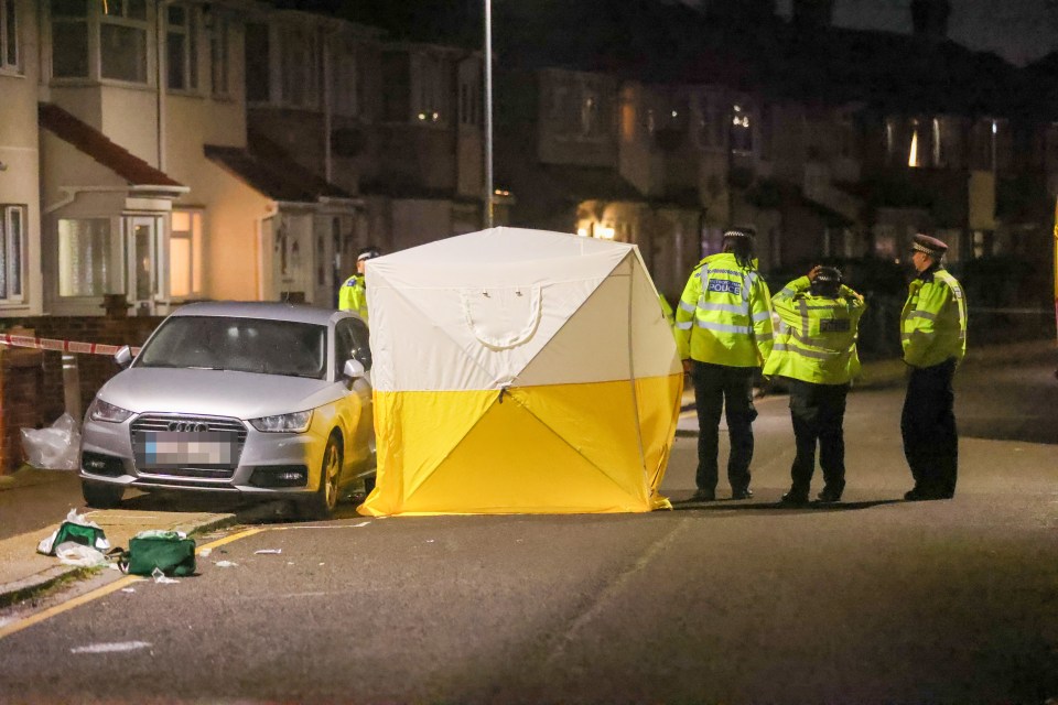 Police set up a forensics tent