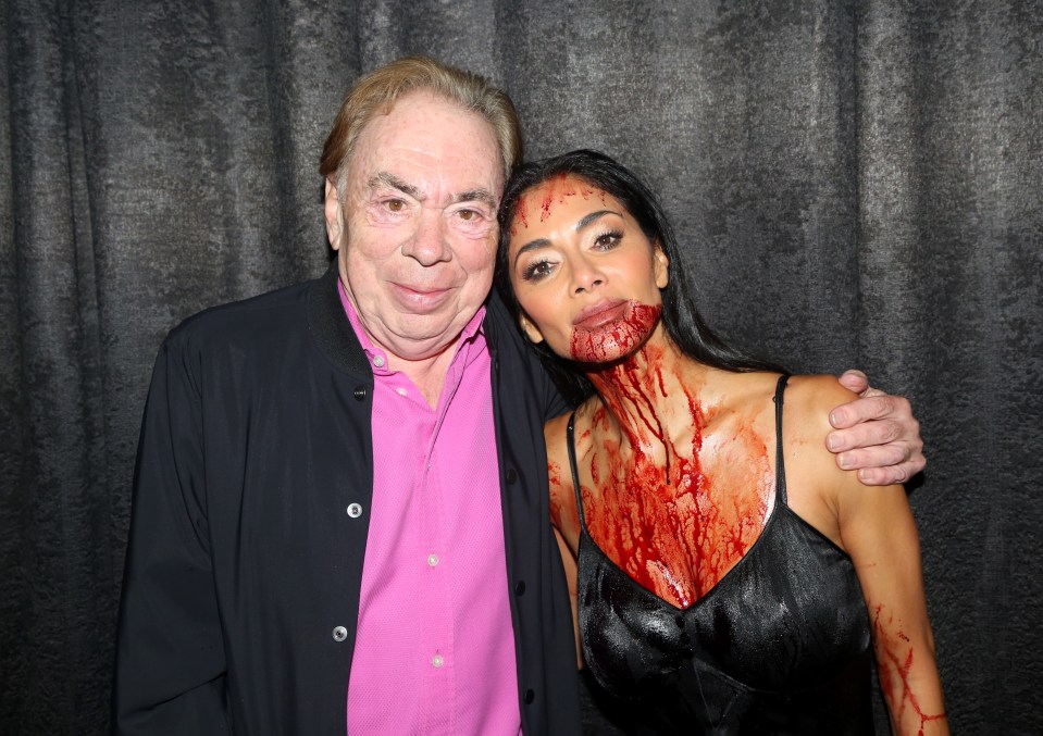 Nicole joined creator and impresario Andrew Lloyd Webber, 76, backstage, still covered in blood from the show’s reimagined ending