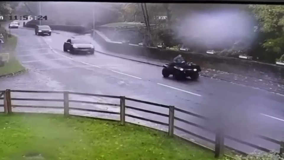 CCTV pictures caught the moment the quad bike raced through the streets