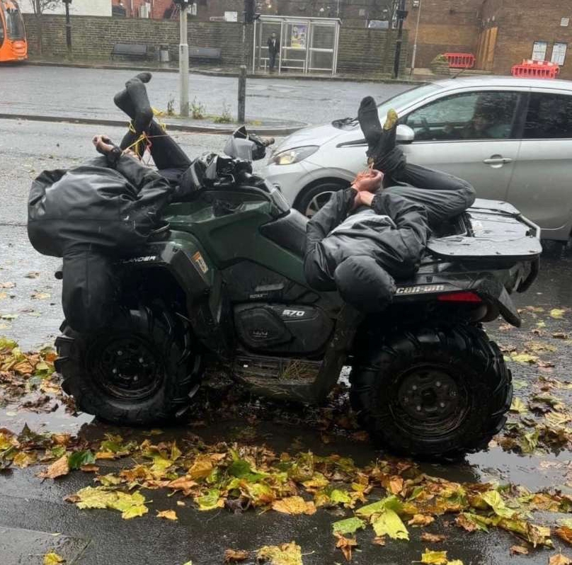 The two lads aged 17 and 20 were tied up and put on the quadbike