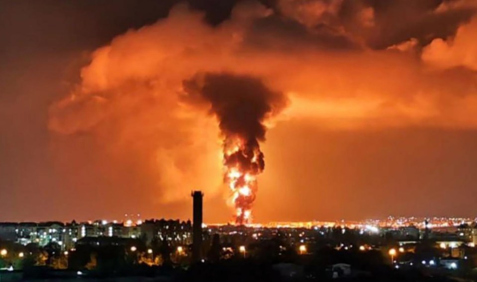 A huge towering inferno at the oil depot has erupted