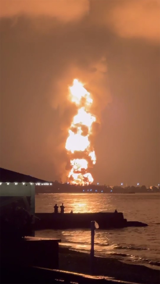 A fresh explosion has triggered the 200ft high tower of flames