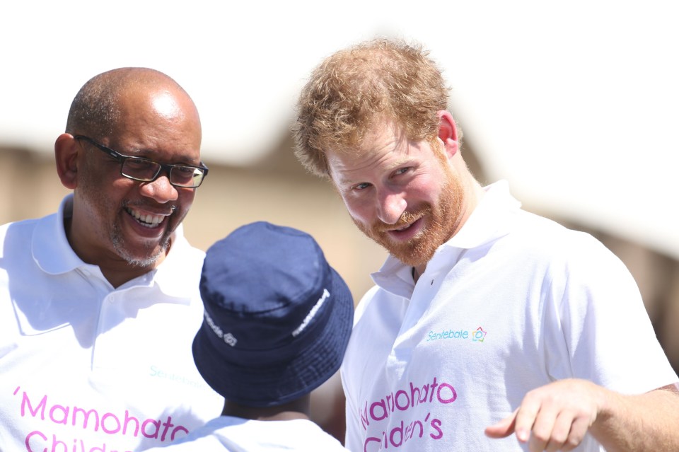 The prince beamed as he chatted to youngsters during the opening of the Sentebale Mamohato Childrens Centre in Thaba Bosiu, Lesotho