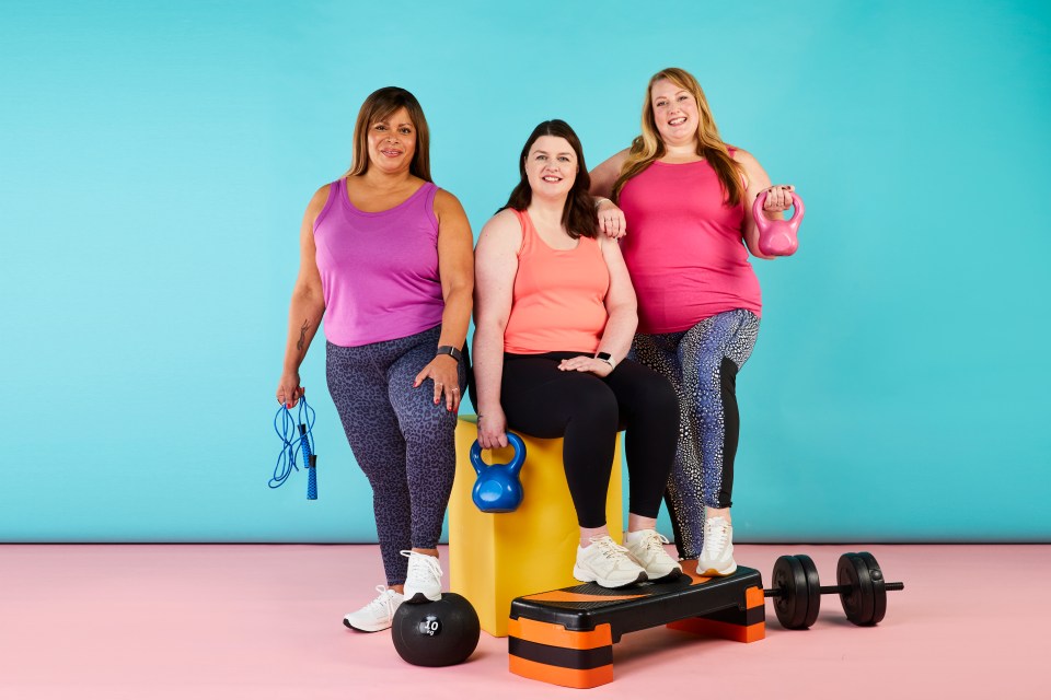 Plus-size gym bunnies Michelle Thomas, Tammy Davidson and Katrina Rohman