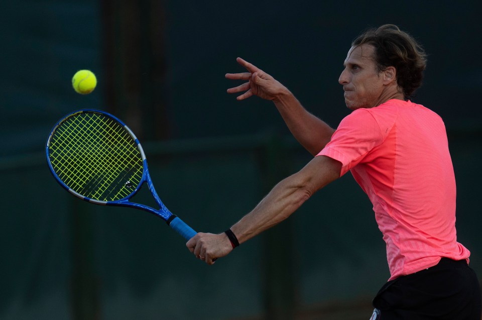 Forlan, 45, is an impressive tennis player