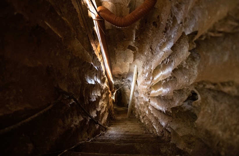 A picture taken in 2020 shows part of a 200-metre-long tunnel that Hezbollah fighters built over three years to combat Israeli forces