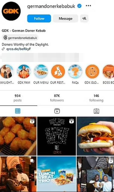 a screenshot of the german doner kebab instagram page .