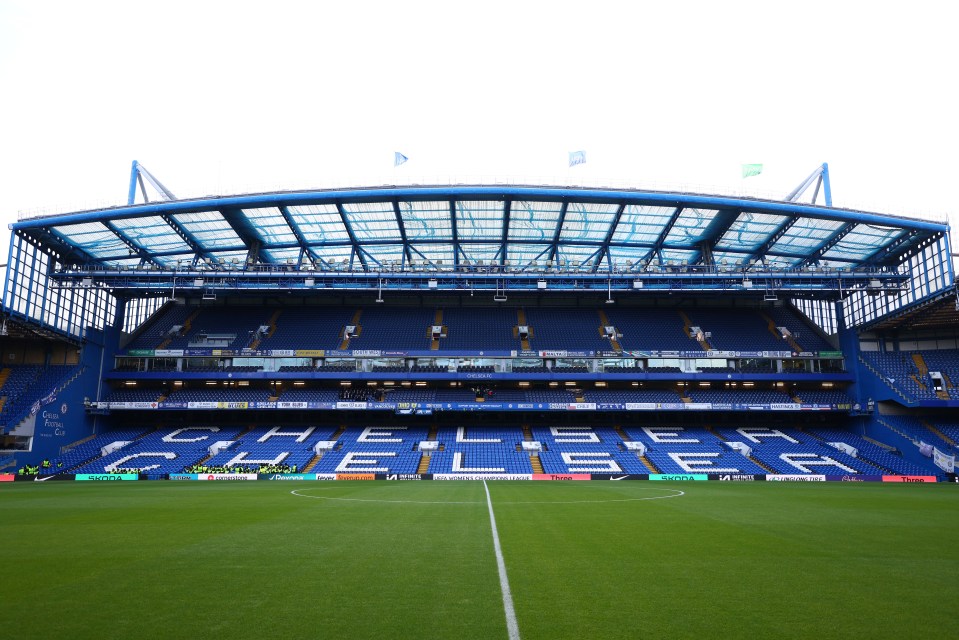 a soccer field with the word chelsea on it