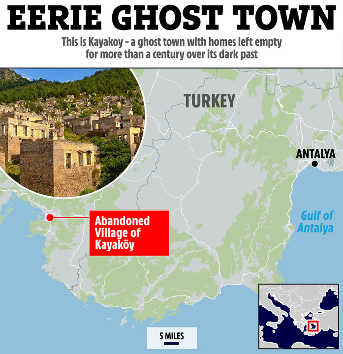 a map showing the location of eerie ghost town