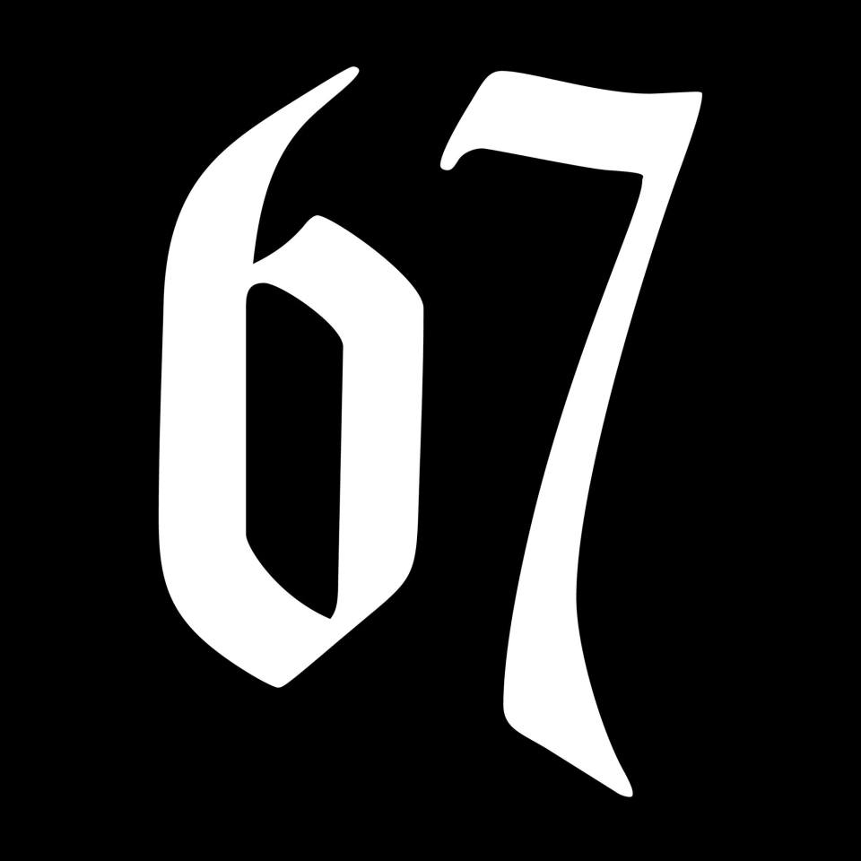 The 67 emblem - with the name pronounced six-seven