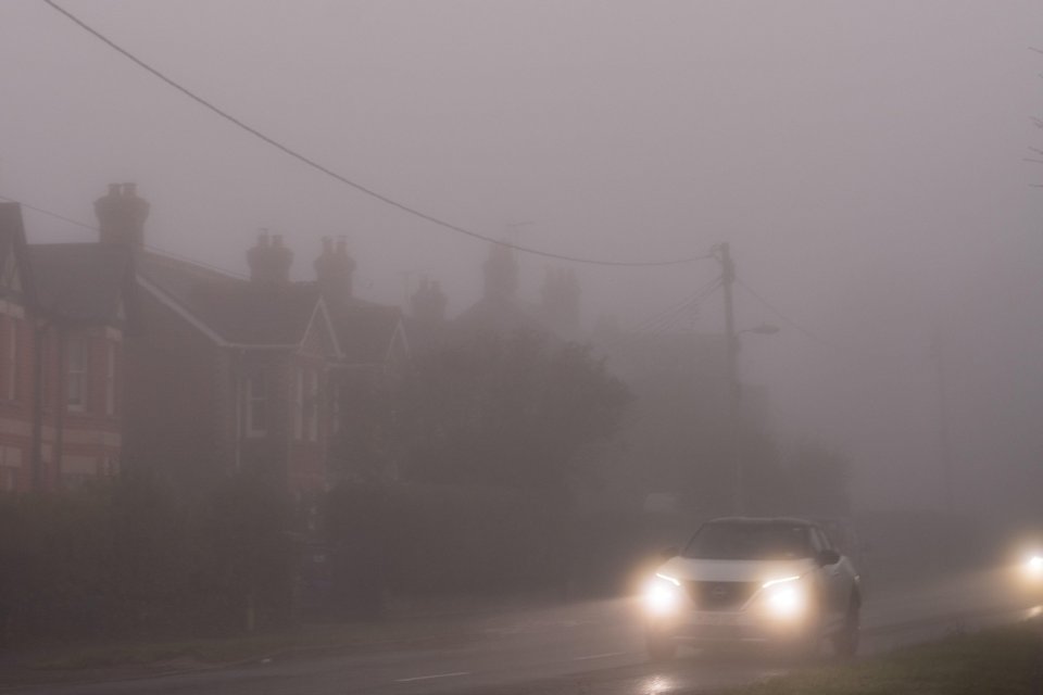 An early morning driver in Fordingbridge, New Forest, Hampshire, was greeted with a foggy start today