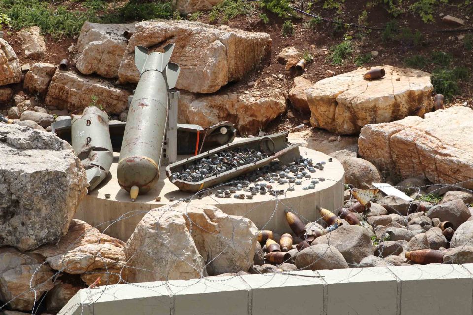 Pic shows missiles and cluster bombs on the site of the theme park