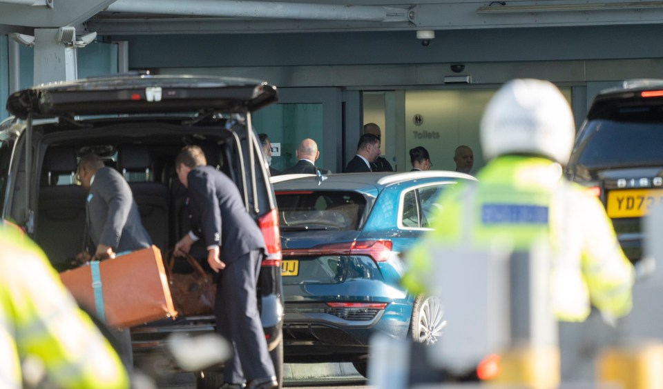 Charles pictured arriving at the Windsor suit, Heathrow T5