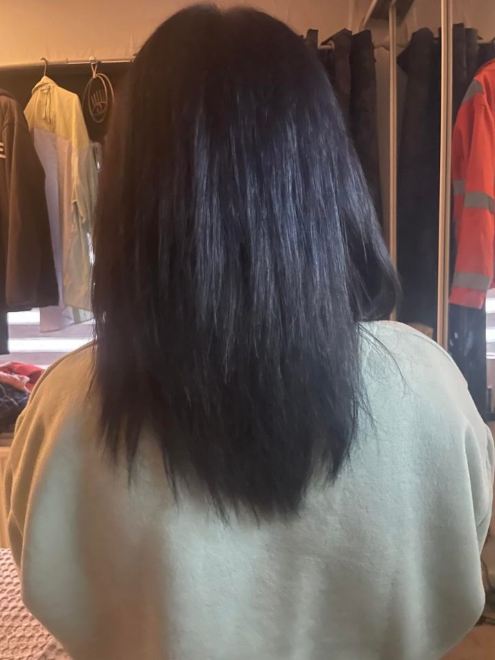 The shopper said her hair felt 'so much thicker' two months after she began taking the tablets (after picture)