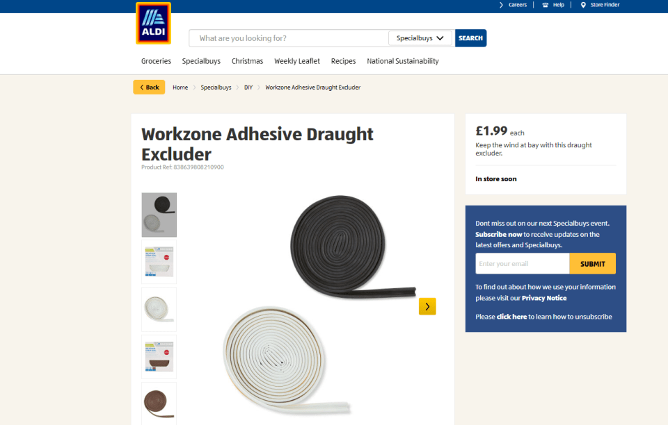 a web page for workzone adhesive draught excluder