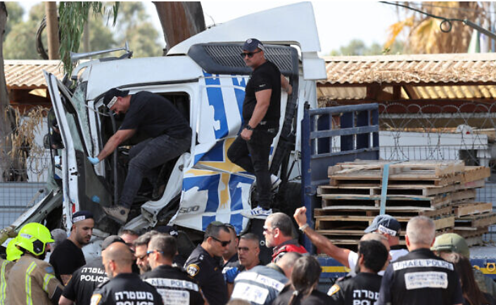 Emergency workers at the site of the attack