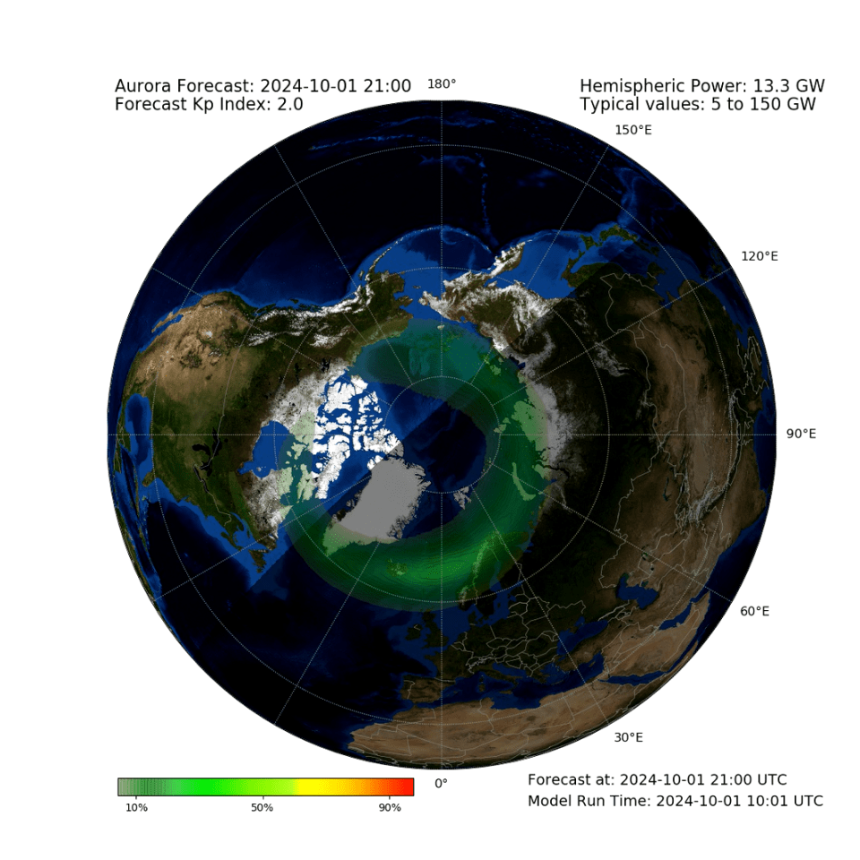 There is chance the rarely seen phenomenon will occur over parts of Scotland and the north of England