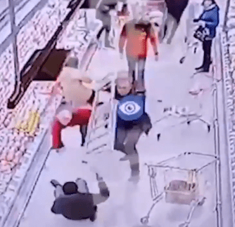 Heroic shoppers managed to stop the attacker by hitting him with a step ladder