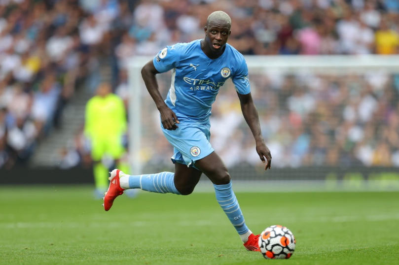 Benjamin Mendy of Manchester City during the Premier League match between Tottenham Hotspur and Manchester City on August 15, 2021