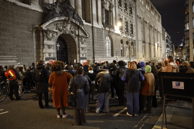 Protestors gathered outside the Old Bailey after the officer was cleared