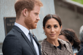 Harry and Meghan lay ferns and a wreath at the tomb of the Unknown Warrior on October 28, 2018, in Wellington, New Zealand