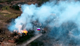 The footage shows how Ukraine was targeting Russian soldiers in a truck with strikes