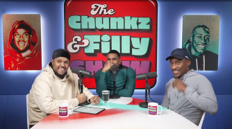 Chunkz and Filly on their podcast with rapper and influencer Tyrique Hyde