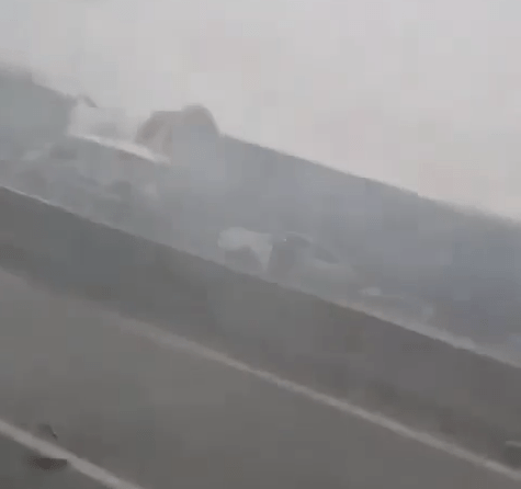 Footage captured another huge lorry overturned on the other side of the motorway