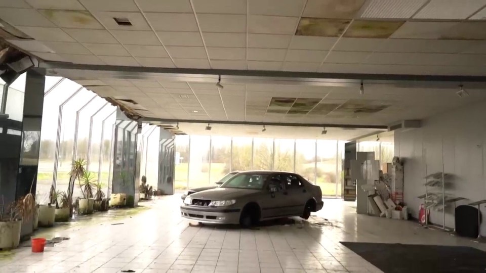 An old Saab dealership that was left abandoned after the car brand went bankrupt has been searched by a group of urban explorers