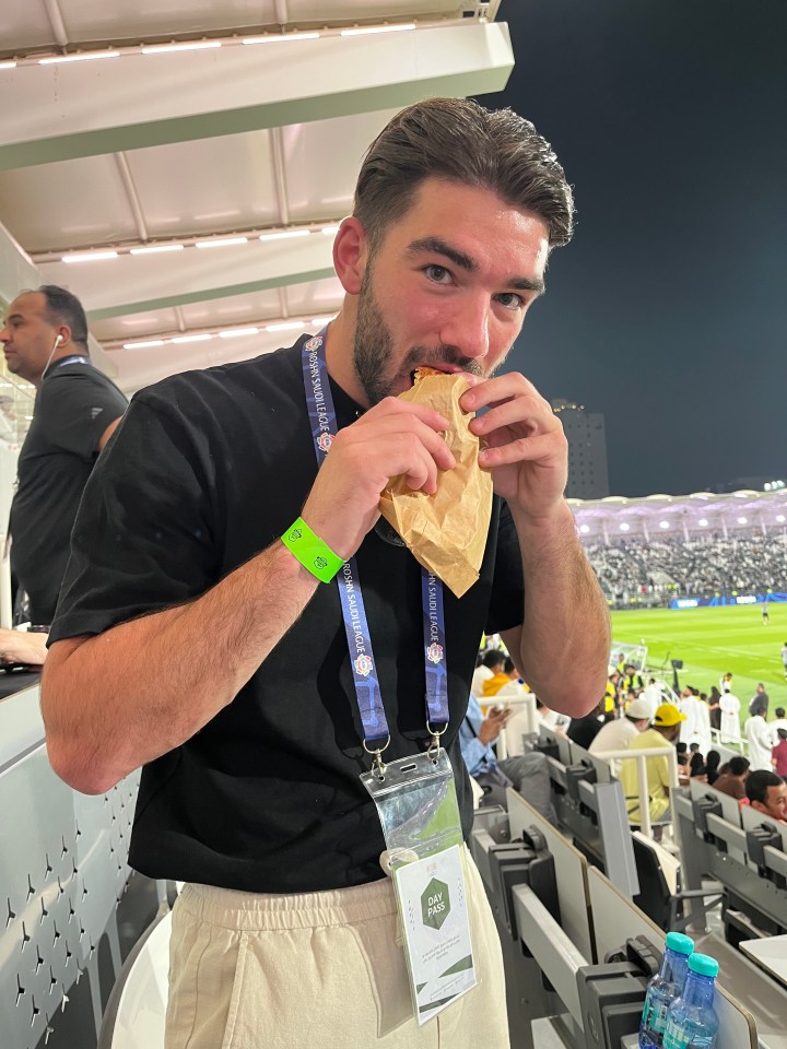 SunSport's Jack Figg takes a bite into the matchday grub