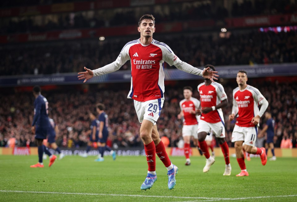 The attacker seems more settled with Arsenal and is seen here celebrating his breakthrough goal against PSG on Tuesday