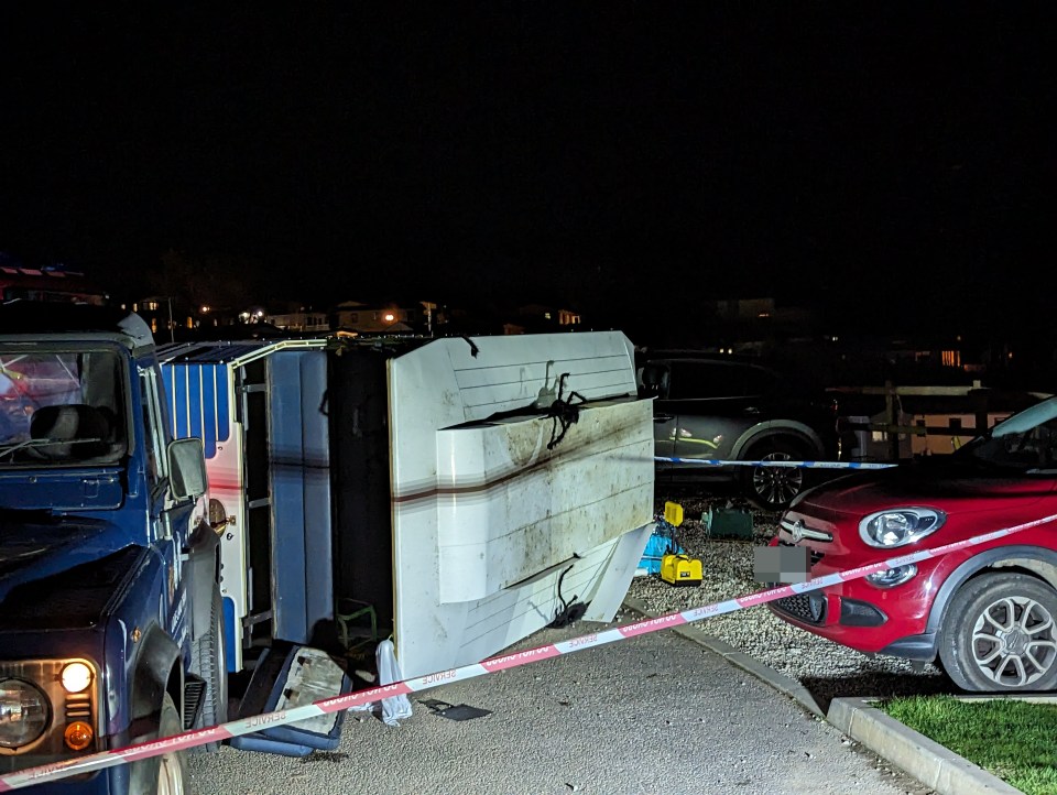 The aftermath of the land train crash at Tregoad Holiday Park in St Martin near Looe